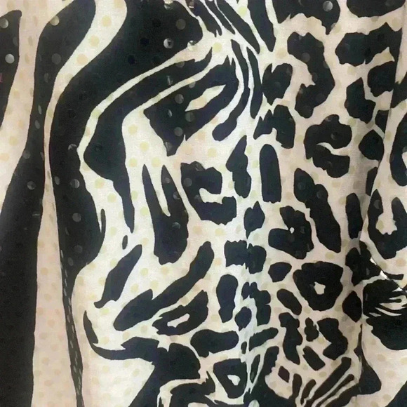 Cache Black and White Sequined Halter Dress - Picture 3 of 5